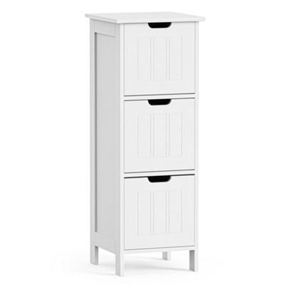 Vonhaus Bathroom Storage DrawersWhite Freestanding Bathroom Cabinet With 3 Drawers & Shaker Tongue & Groove DesignHolbrook from B&Q
