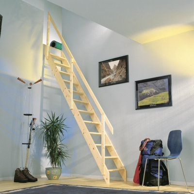 BPS Access Solutions Bps Deluxe Space Saving StaircaseFloor Height Up To 2.83MDurable Spruce Wood250Kg Load Rating from B&Q