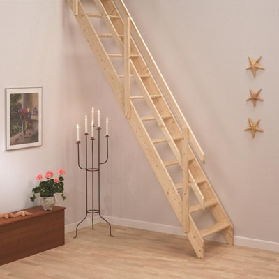 BPS Access Solutions Bps Deluxe Extra Wide Space Saving StaircaseFloor Height Up To 2.83MDurable Spruce Wood300Kg Load Rating from B&Q