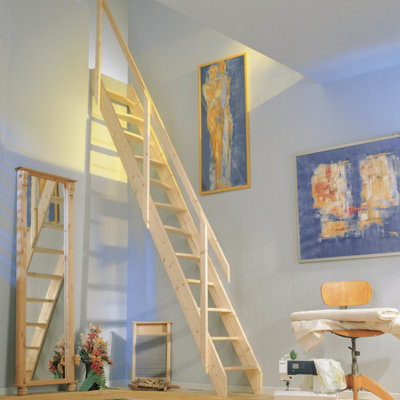BPS Access Solutions Bps Deluxe Compact Space Saving StaircaseFloor Height Up To 2.83MDurable Spruce Wood300Kg Load Rating from B&Q