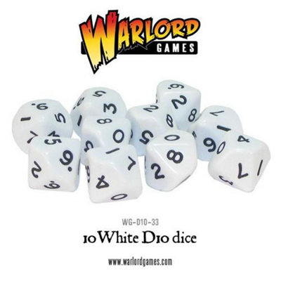 Warlord Games D10 Dice PackWhite (10)Brand New And Sealed from B&Q