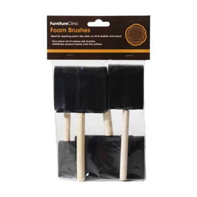 Furniture Clinic Foam Brushes (4 Piece Set) Use With PaintsStainsOils & Varnish from B&Q