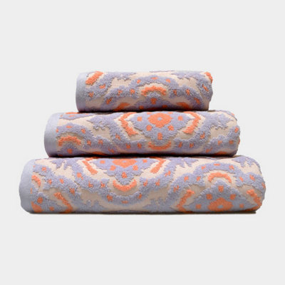 B&Q -  Luxury Ikat Sculpted Patterned Bath Towel