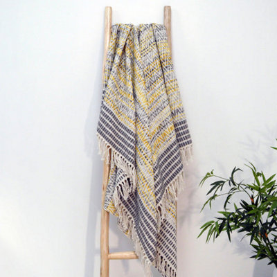 Allure Bath Fashions Zig Zag Heavyweight Herringbone Throw BlanketSmallMustard from B&Q