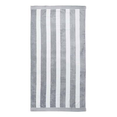 Allure Bath Fashions Jumbo Cabana Stripe Beach Towels - Grey