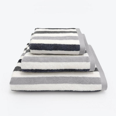 Allure Bath Fashions Cali Luxury Striped Hand TowelGrey from B&Q