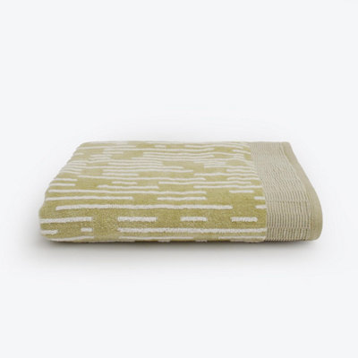 Allure Bath Fashions Pop Up Zero Twist Barcode Stripe Bath SheetSage Green from B&Q