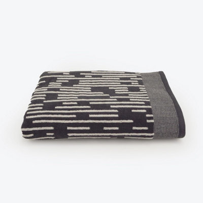 Allure Bath Fashions Pop Up Zero Twist Barcode Stripe Bath SheetDark Steel from B&Q