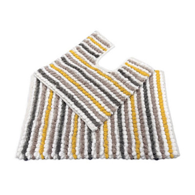 Allure Bath Fashions Chunky Bobble Striped Two Piece Bath Mat SetMustard from B&Q