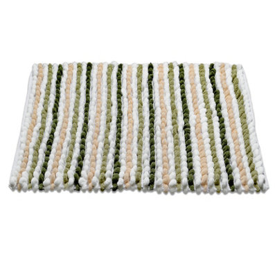 Allure Bath Fashions Green Striped Chunky Bobble Bath Mat