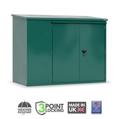 B&Q -  Addition All Metal Caravan Shed Provides Great Outdoor Storage With Full Metal Floor And 3 Point Locking In Green (6 X 3)