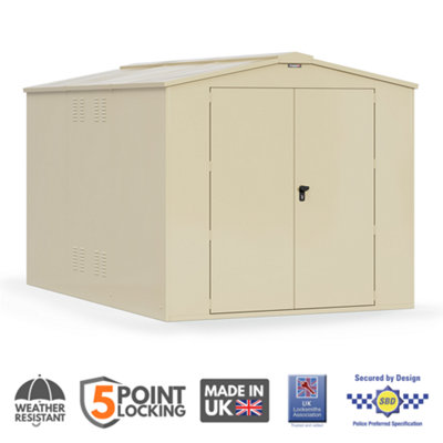 Asgard Gladiator Secured By Design High Security Metal Garden Shed In Cream With Full Metal Floor And 5 Point Locking (7 X 11) from B&Q