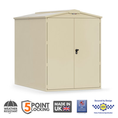 Asgard Centurion Secured By Design High Security Metal Garden Shed In Cream With Full Metal Floor And 5 Point Locking (5 X 7) from B&Q