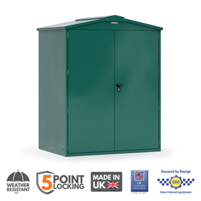 Asgard Secured By Design Saracen All Metal Garden Shed In Green With Full Metal Floor And 5 Point Locking In Green (5 X 4) from B&Q