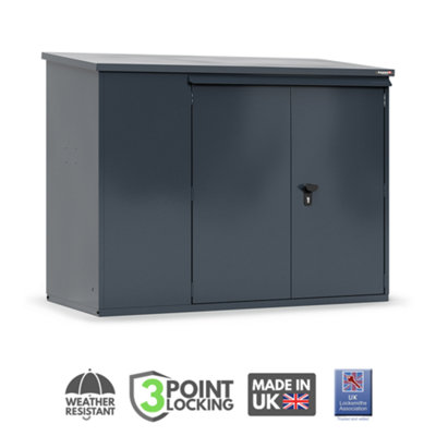 B&Q -  Addition All Metal Bike Shed In Grey For Up To 3 Bikes With Full Metal Floor And 3 Point Locking (6 X 3)