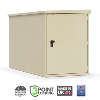 B&Q -  All Metal Bike Shed Locker For 2 Bikes In Cream With Full Metal Floor And 3 Point Locking (3Ft 1" X 3Ft 8")