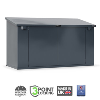 Asgard Access Plus Electric Ready All Metal Garden Shed In Grey With Lift Up Roof And Full Metal Floor (8 X 4) from B&Q