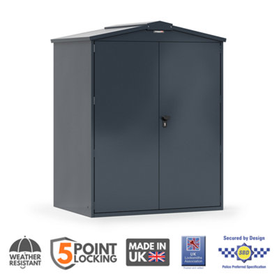 Asgard Secured By Design Saracen All Metal Garden Shed In Grey With Full Metal Floor And 5 Point Locking  (5 X 4) from B&Q