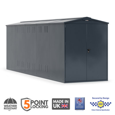 Asgard Centurion Secured By Design High Security Metal Garden Shed In Grey With Full Metal Floor And 5 Point Locking (5 X 18) from B&Q