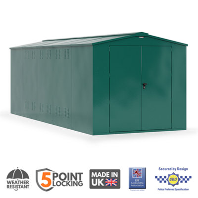 Asgard Gladiator Secured By Design  High Security Metal Garden Shed In Green With Full Metal Floor And 5 Point Locking (7 X 18) from B&Q