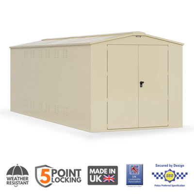 Asgard Gladiator Secured By Design  High Security Metal Garden Shed In Cream With Full Metal Floor And 5 Point Locking (7 X 18) from B&Q