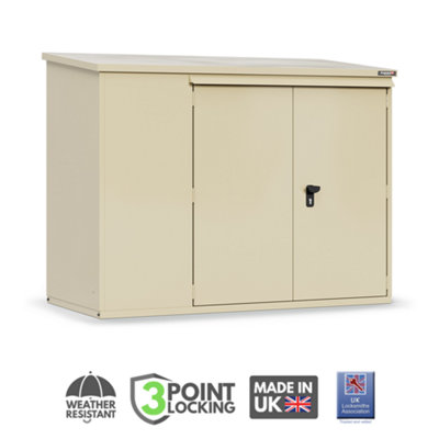 B&Q -  Addition All Metal Caravan Shed Provides Great Outdoor Storage With Full Metal Floor And 3 Point Locking In Cream (6 X 3)