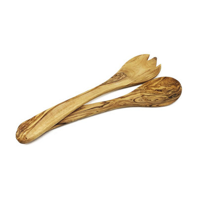 Verano Spanish Ceramics Olive Wood Natural Grained Rustic Kitchen Dining Salad Server (L) 31Cm from B&Q