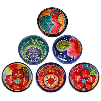 B&Q -  Classic Spanish Hand Painted Pattern Kitchen Dining Set Of 6 Tapas Bowls (Diam) 7Cm