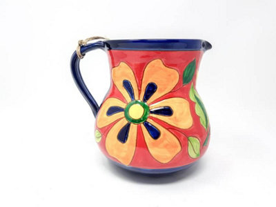 Verano Spanish Ceramics Signature Flowers Hand Painted Ceramic Kitchen Dining Large Pourer Jug 1.5L (H) 19Cm from B&Q