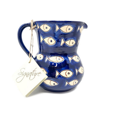 Verano Spanish Ceramics Small Jug - Ceramic - White Fish, Multi - Image 3