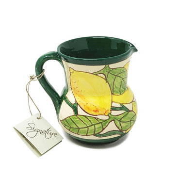 Verano Spanish Ceramics Signature Lemons Hand Painted Ceramic Kitchen Dining Small Pourer Jug 0.5L (H) 12Cm from B&Q