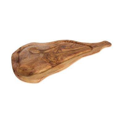 Verano Spanish Ceramics Olive Wood Natural Ed Rustic Kitchen Dining Carving Board W/ Handle (L) 52Cm Grain