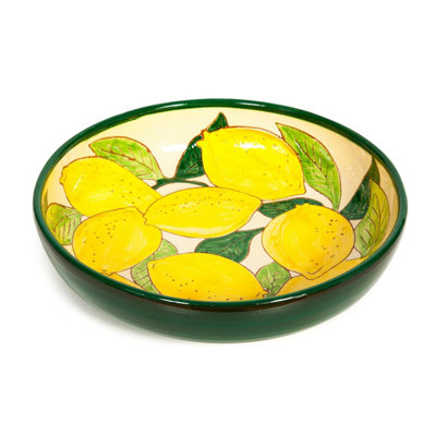 Verano Spanish Ceramics Signature Lemons Hand Painted Ceramic Kitchen Dining Salad/fruit Bowl (Diam) 27Cm from B&Q