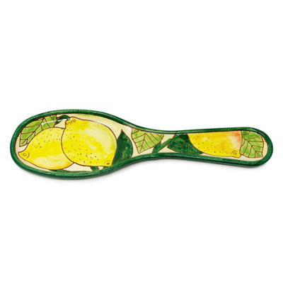Verano Spanish Ceramics Signature Lemons Hand Painted Ceramic Kitchen Dining Utensil Spoon Rest (L) 28Cm from B&Q
