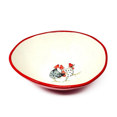 Verano Spanish Ceramics Unisex Multicolor Farmhouse Hand Painted Ceramic Kitchen Dining Large Curvy Wonky Bowl (Diam) 22-25Cm - Image 3