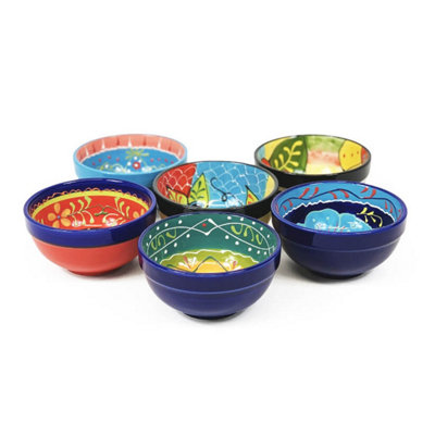 Verano Spanish Ceramics Classic Spanish Hand Painted Pattern Kitchen Dining Set Of 6 Tapas Bowls (Diam) 12Cm from B&Q