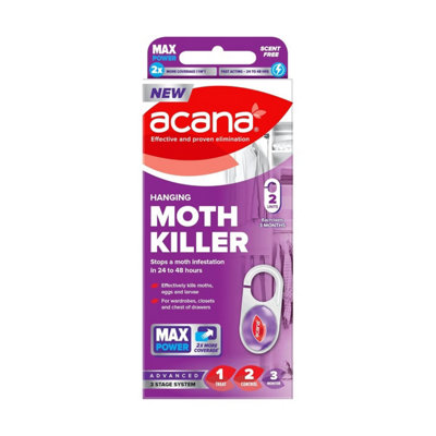 Acana Hanging Moth Killer 2 Pack - Fragrance Free Wardrobe Moth Killer, Kills Moths, Eggs & Larvae - Image 5