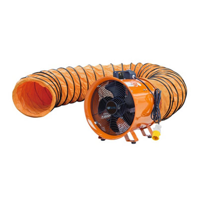 Cyclone 250mm 10" Dust Fume Extractor Ventilation Fan 110V With 10M Ducting from B&Q