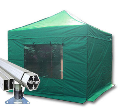 Crocodile Trading 3M X 3M Extreme 40 Commercial Instant Shelter Pop Up Gazebos FrameCanopy & SidesGreen from B&Q
