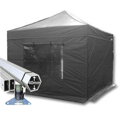 Crocodile Trading 3M X 3M Extreme 40 Commercial Instant Shelter Pop Up Gazebos FrameCanopy & SidesBlack from B&Q