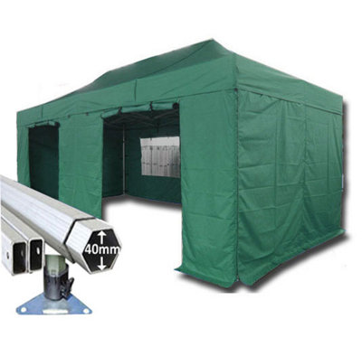 Crocodile Trading 3M X 6M Extreme 40 Commercial Instant Shelter Pop Up Gazebos FrameCanopy & SidesGreen from B&Q