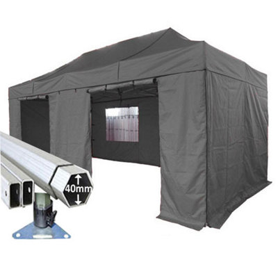 Crocodile Trading 3M X 6M Extreme 40 Commercial Instant Shelter Pop Up Gazebos FrameCanopy & SidesBlack from B&Q