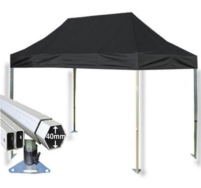 Crocodile Trading 3M X 4.5M Extreme 40 Commercial Instant Shelter Pop Up Gazebos Frame & CanopyBlack from B&Q