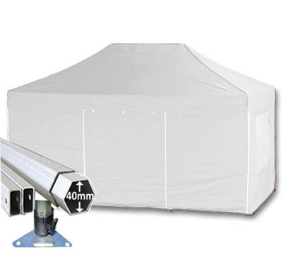 Crocodile Trading 3M X 4.5M Extreme 40 Commercial Instant Shelter Pop Up Gazebos FrameCanopy & SidesWhite from B&Q