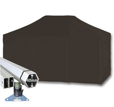 Crocodile Trading 3M X 4.5M Extreme 40 Commercial Instant Shelter Pop Up Gazebos FrameCanopy & SidesBlack from B&Q