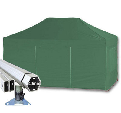 Crocodile Trading 3M X 4.5M Extreme 40 Commercial Instant Shelter Pop Up Gazebos FrameCanopy & SidesGreen from B&Q