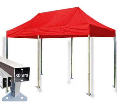 Crocodile Trading 3M X 6M Trader-Max 30 Commercial Instant Shelter Pop Up Gazebos Frame & CanopyRed from B&Q
