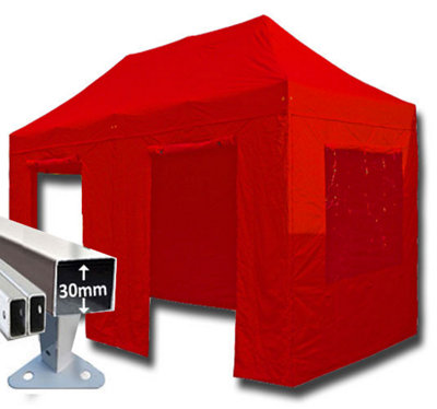 Crocodile Trading 3M X 6M Trader-Max 30 Commercial Instant Shelter Pop Up Gazebos FrameCanopy & SidesRed from B&Q