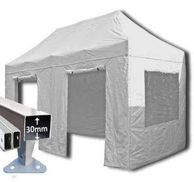 Crocodile Trading 3M X 6M Trader-Max 30 Commercial Instant Shelter Pop Up Gazebos FrameCanopy & SidesWhite from B&Q