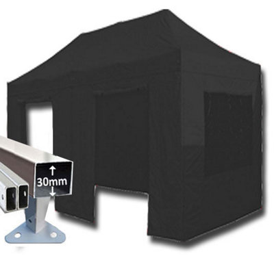 Crocodile Trading 3M X 6M Trader-Max 30 Commercial Instant Shelter Pop Up Gazebos FrameCanopy & SidesBlack from B&Q